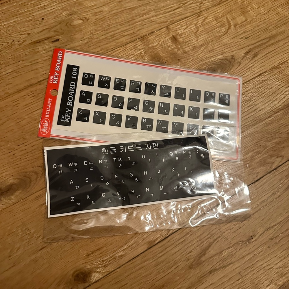 Black Keyboard Stickers with Korean Characters